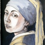 Natalie Dekel - Drawing past-lives - Self portrait after Vermeer, 2004