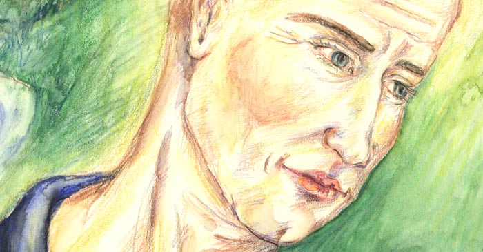Eshmiel (detail) - Natalie Dekel, 2009 Portrait of Eshmiel (detail), spirit guide. Acrylic on card, by Natalie Dekel.