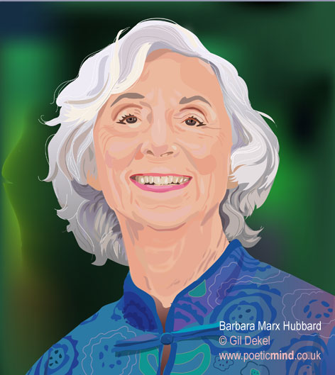 Portrait of Barbara Marx Hubbard, founder of 'Foundation for Conscious Evolution' and initiator of 'The Synergy Engine', 'The Wheel of Co-Creation' and 'The Peace Room'. 
