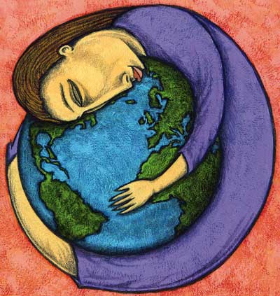 MB Hopkins - Woman Hugging World, The Global Art Project for Peace 2000.