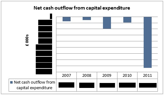 Chart 9: Net cash outflow from capital expenditure. © Gil Dekel.
