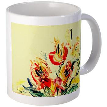 flowers on peach - mug
