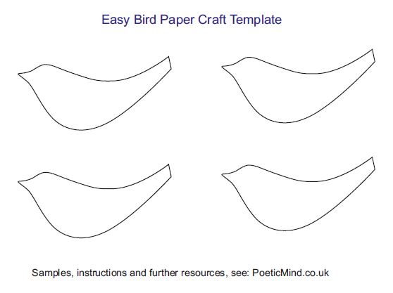 Free PDF bird paper craft template.