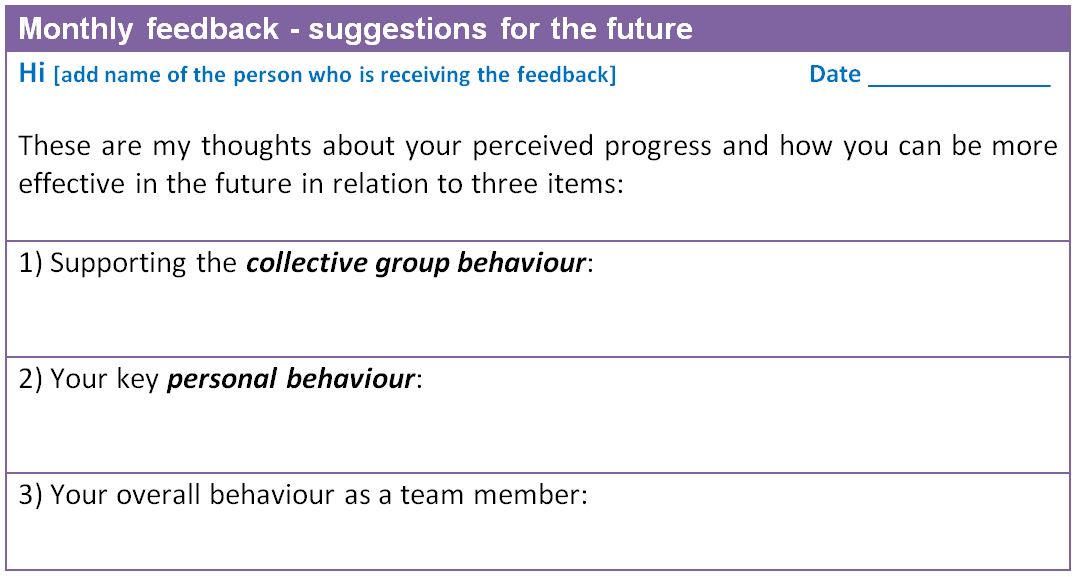 team building process - monthly suggestions form.