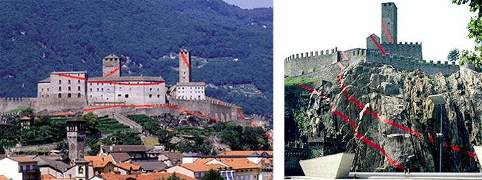 Castellgrande (2001), Bellizona, Switzerland, screen print (seen outside the vantage point).