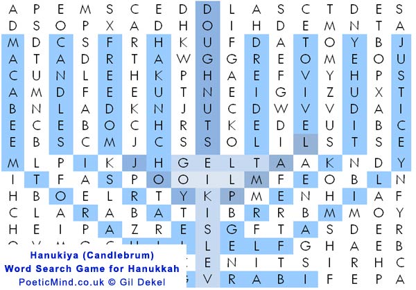 Hanukiya shape, Word-Search game