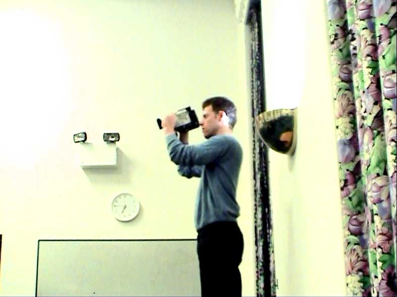Figure 23: Image from camera 2, documenting the work with camera 1, for film Quantum Words (2006). Image © Gil Dekel.