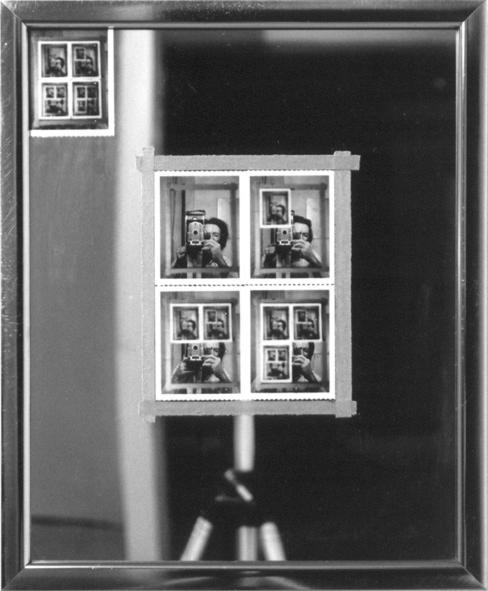 Figure 51: Michael Snow, Authorization (1969, black and white polaroid photographs, adhesive cloth tape, metal frame, mirror, 54.5 x 44.5 cm.) Collection of the National Gallery of Canada, Ottawa, Canada. Image © the artist.
