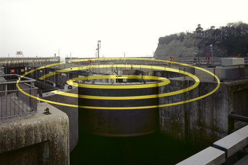 Figure 54: Felice Varini, Three Ellipses For Three Locks (2007, acrylic paint, seen from the vantage point). Image © the artist. Permission to use obtained from the artist.