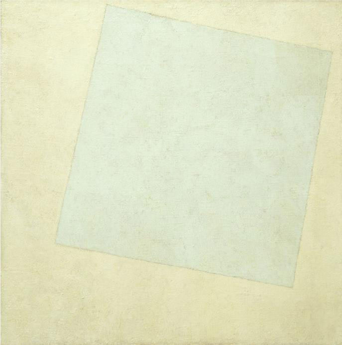 Figure 59: Kazimir Malevich, Suprematist Composition: White on White (1918, oil on canvas, 79.4 x 79.4 cm.) New York, Museum of Modern Art. Image in public domain.