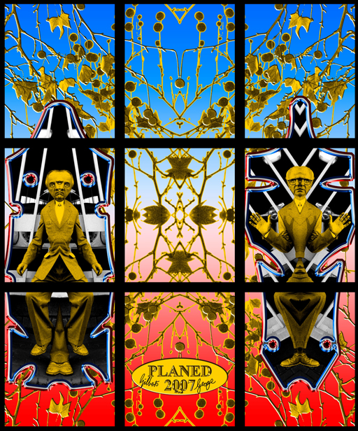 Figure 69: Gilbert & George, Planed (2007, electronic image). Work released to the public domain by the artists through the BBC and Guardian websites, May 2007.