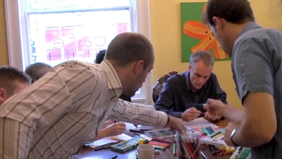 Figure 110: Image from participatory art workshop (still image from film The Collective Hearts, 2008.) Image © Gil Dekel.