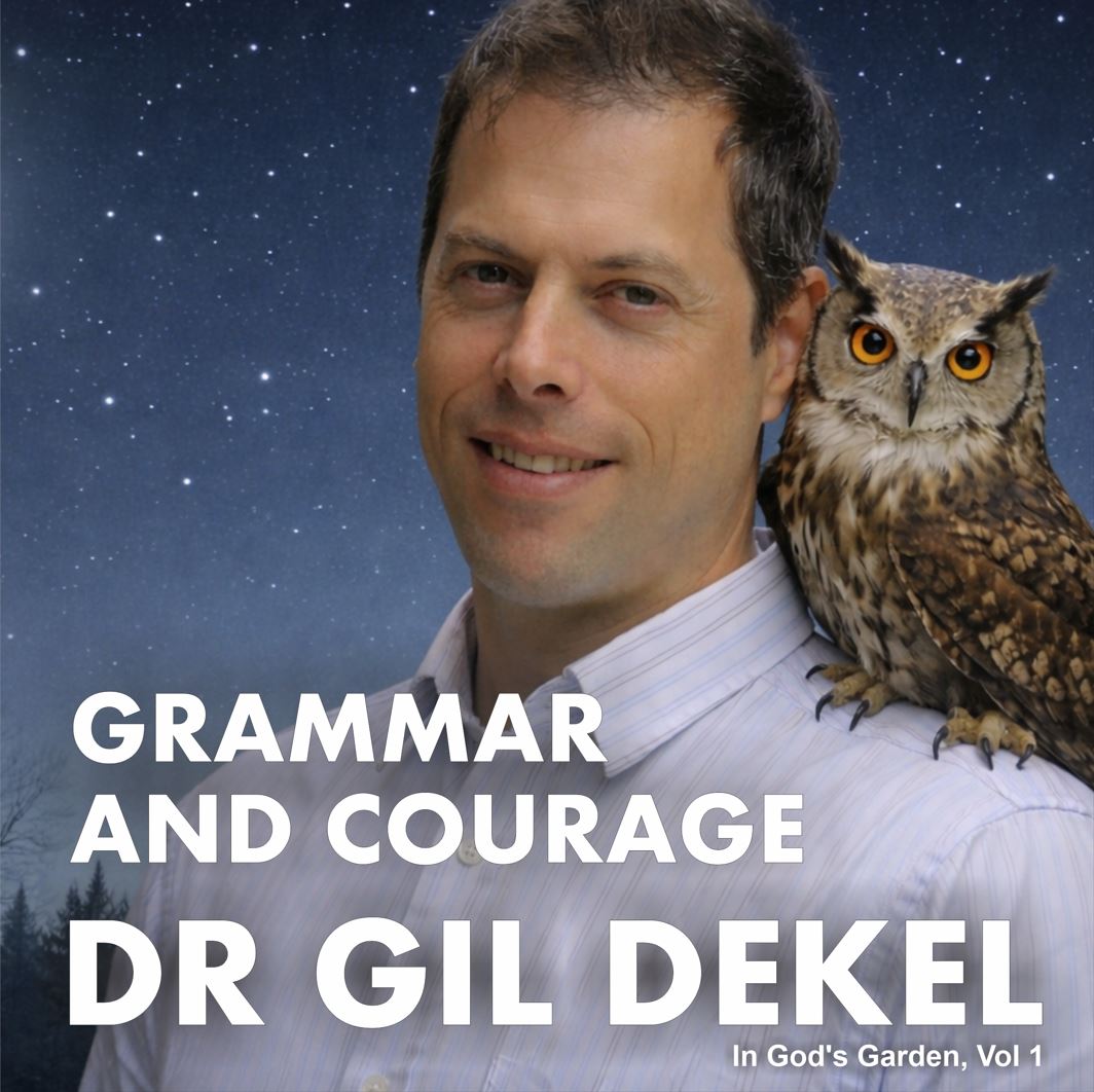 Dr Gil portrait with an owl. Album cover Grammar of Courage - Dr Gil Dekel